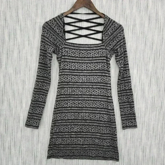 Free People Mini Lace Dress Size S Square neck‎ Long Sleeve Strappy - Picture 1 of 12